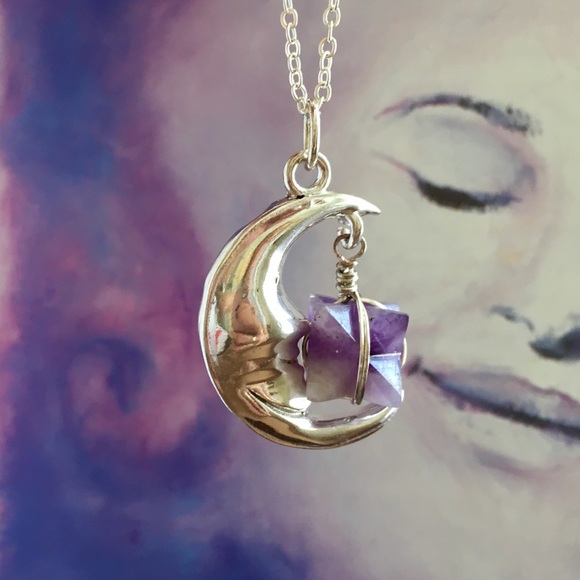 Jewelry - Amethyst Moon Pendant 🌙